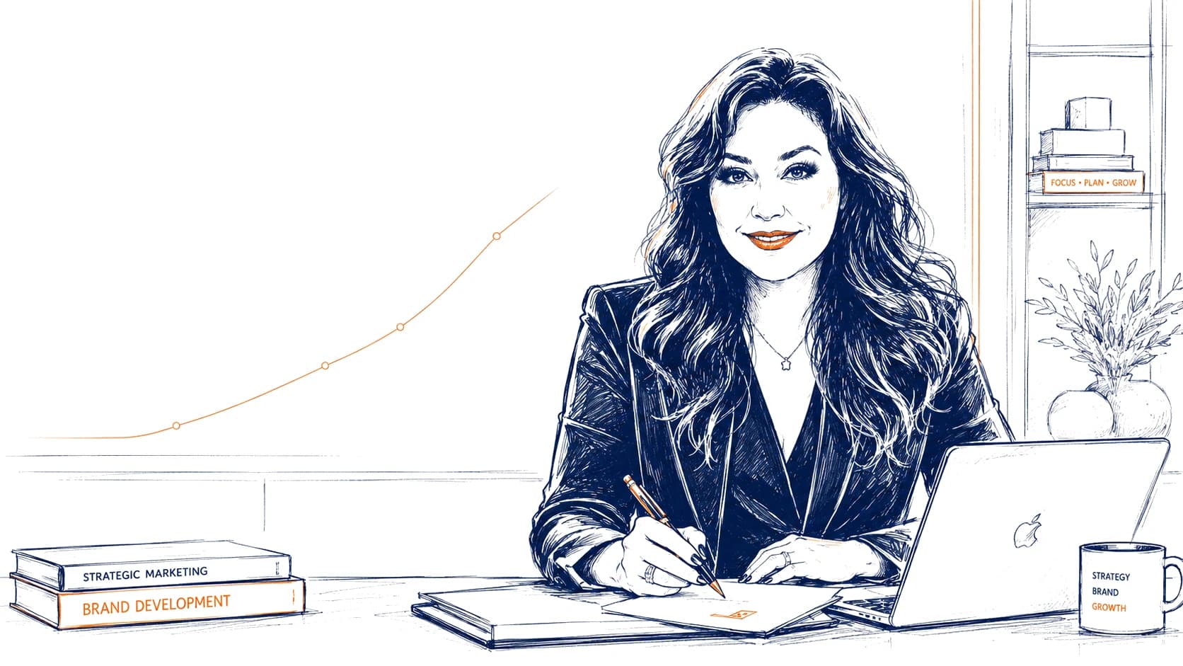 Directora de marketing de ADK ilustrada en su despacho